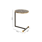 Black Marble Effect Glass Top Side Table with Gold Rim and Gold Feet