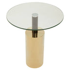 Clear Glass Top Side Table with Gold Steel Base and Black Centre Support