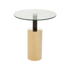 Clear Glass Top Side Table with Gold Steel Base and Black Centre Support