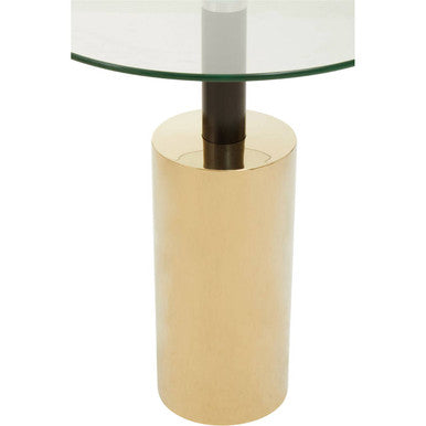 Clear Glass Top Side Table with Gold Steel Base and Black Centre Support