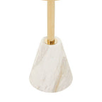 White Glass Top Side Table with Gold Metal Column and White Marble Base