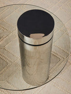 Clear Round Glass Top Side Table with Silver Metal Pedestal Base