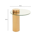 Clear Round Glass Side Table with Tall Rose Gold Standing Base