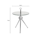 Clear Glass Top Side Table with Silver Stainless Steel Tripod Frame