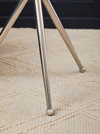 Clear Glass Top Side Table with Silver Stainless Steel Tripod Frame