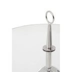Clear Glass Top Side Table with Silver Stainless Steel Tripod Frame