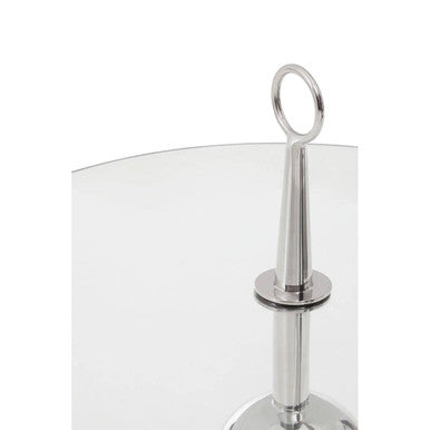 Clear Glass Top Side Table with Silver Stainless Steel Tripod Frame
