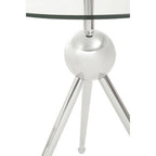 Clear Glass Top Side Table with Silver Stainless Steel Tripod Frame