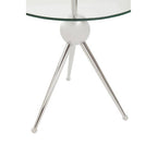 Clear Glass Top Side Table with Silver Stainless Steel Tripod Frame