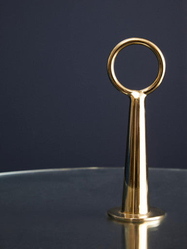 Clear Glass Top Side Table with Gold Tripod Metal Frame and Globe Detail