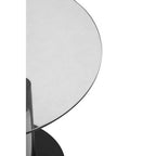 Clear Glass Top Side Table with Black and Silver Five Column Base
