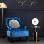 Clear Glass Top Side Table with Black and Gold Column Base