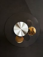 Clear Glass Top Side Table with Black and Gold Column Base