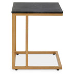 Black Marble Top Side Table with Gold Finish Metal Frame