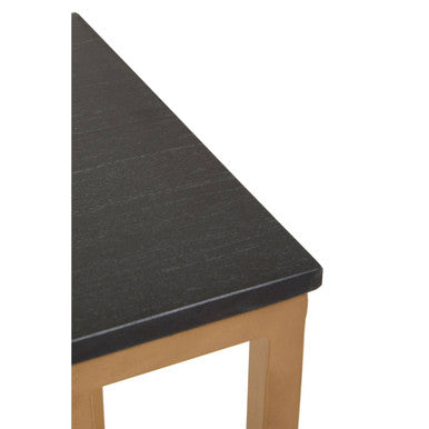 Black Marble Top Side Table with Gold Finish Metal Frame