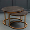 Black Marble and Gold Finish Set of 2 Nesting Coffee Tables
