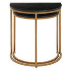 Black Marble and Gold Finish Set of 2 Half Moon Nesting Tables
