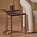 Black Marble and Gold Finish Set of 2 Half Moon Nesting Tables