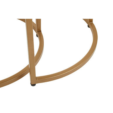 Black Marble and Gold Finish Set of 2 Half Moon Nesting Tables
