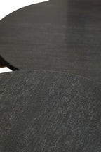 Set of 2 Black Round Marble Top Side Tables with Gold Finish Geometric Metal Bases