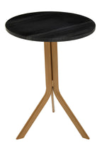 Black Round Marble Top Side Table with Gold Metal Tripod Base