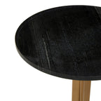 Black Round Marble Top Side Table with Gold Metal Tripod Base