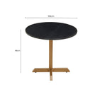 Black Round Marble Top Side Table with Matte Gold Metal Cross Base