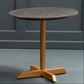 Black Round Marble Top Side Table with Matte Gold Metal Cross Base