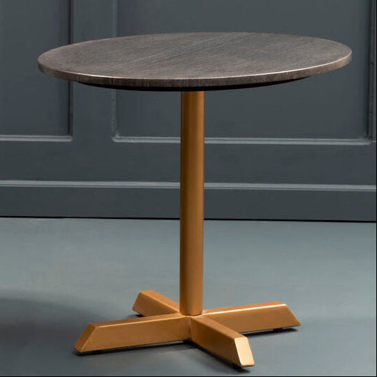 Black Round Marble Top Side Table with Matte Gold Metal Cross Base