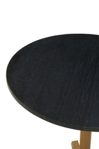 Black Round Marble Top Side Table with Matte Gold Metal Cross Base