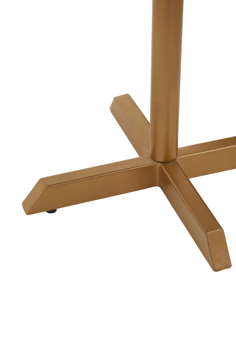 Black Round Marble Top Side Table with Matte Gold Metal Cross Base