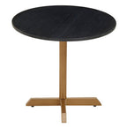 Black Round Marble Top Side Table with Matte Gold Metal Cross Base