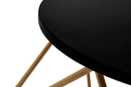 Black Round Marble Top Coffee Table with Matte Gold Finish Geometric Metal Frame