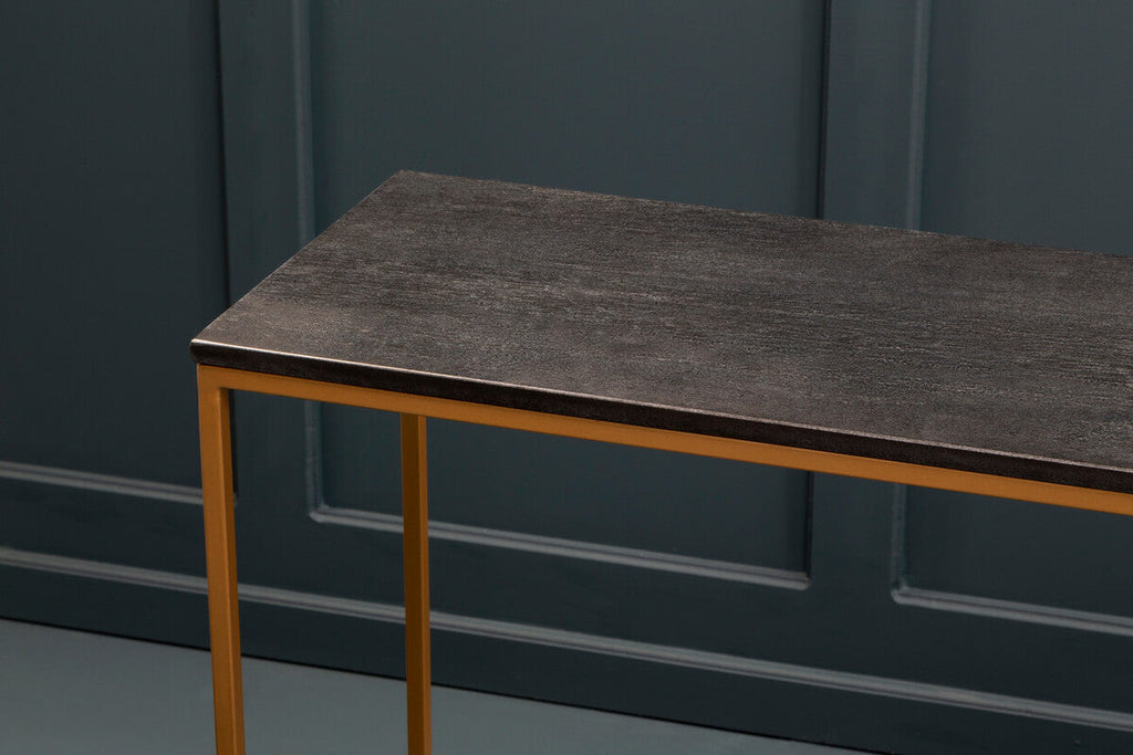 Black Marble Console Table with Gold Finish Frame