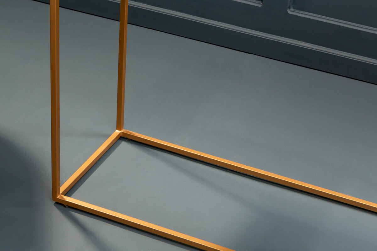 Black Marble Console Table with Gold Finish Frame