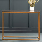 Black Marble Console Table with Gold Finish Frame