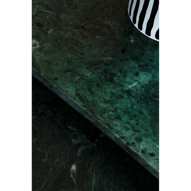 Nest of 2 Green Marble Top Side Tables with Gold Metal Bases