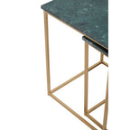 Nest of 2 Green Marble Top Side Tables with Gold Metal Bases