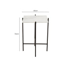 White Marble Square Top Side Table with Sleek Black Iron Base