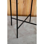 White Marble Square Top Side Table with Sleek Black Iron Base