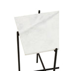 White Marble Square Top Side Table with Sleek Black Iron Base