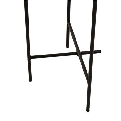 White Marble Square Top Side Table with Sleek Black Iron Base