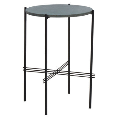 Green Marble Top Side Table with Black Iron Frame