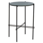 Green Marble Top Side Table with Black Iron Frame