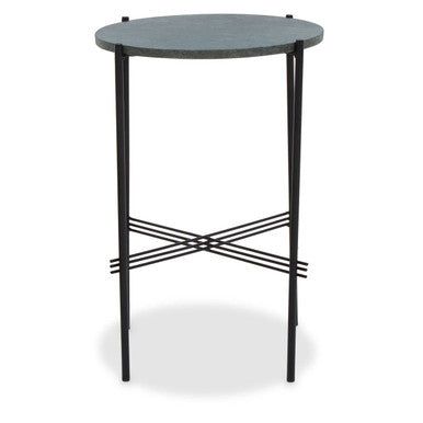 Green Marble Top Side Table with Black Iron Frame