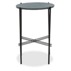 Green Marble Top Side Table with Black Iron Frame