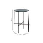 Green Marble Top Side Table with Black Iron Frame