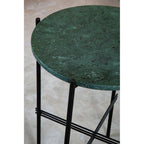 Green Marble Top Side Table with Black Iron Frame