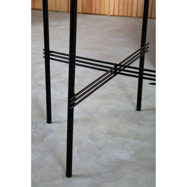 Green Marble Top Side Table with Black Iron Frame