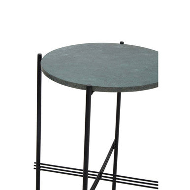 Green Marble Top Side Table with Black Iron Frame